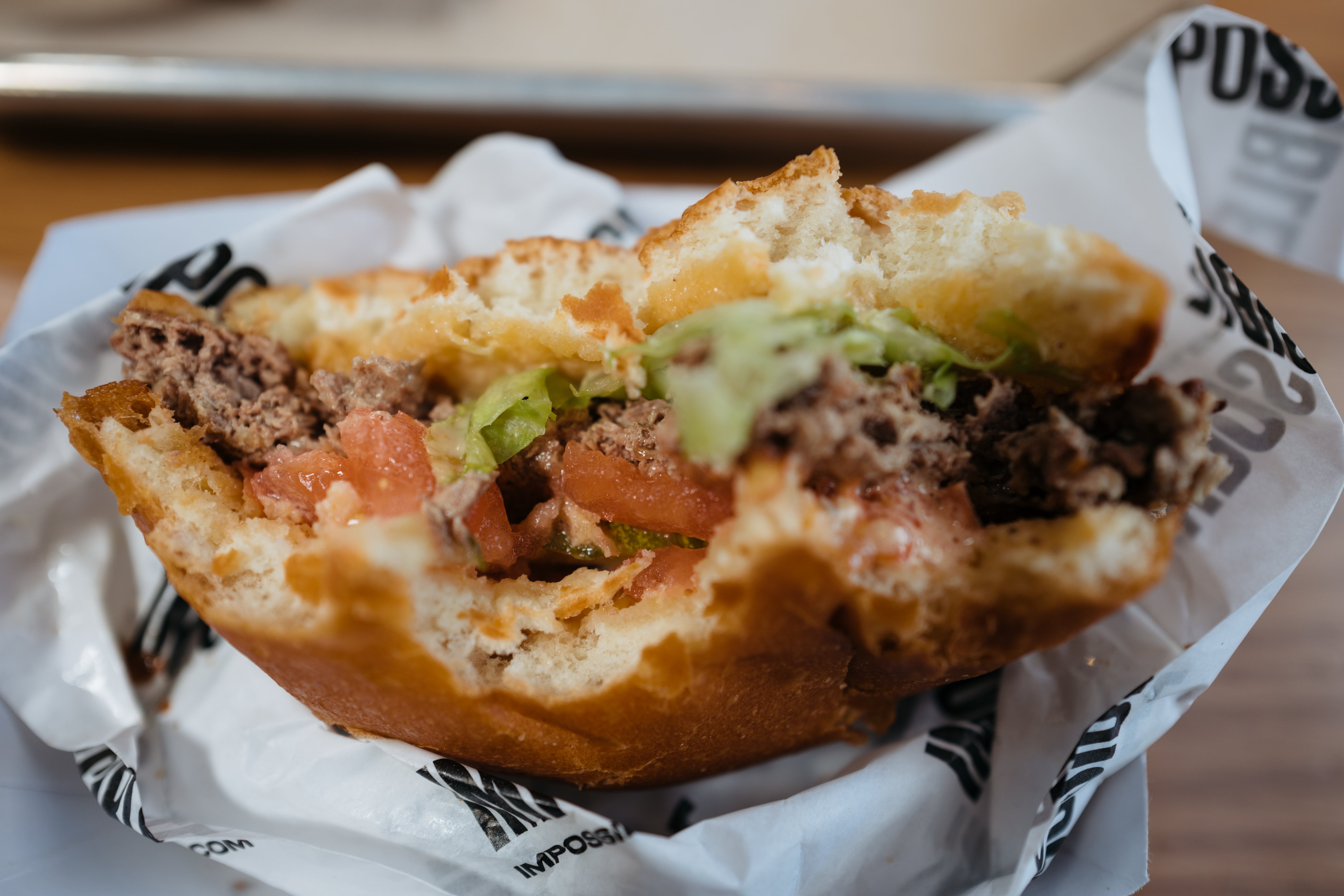 A picture of a half-eaten Impossible Burger I paused long enough to take this picture