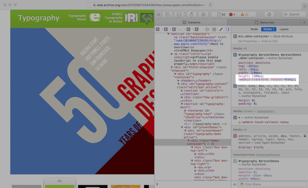 Screenshot of their use of CSS3 A nifty use of CSS3