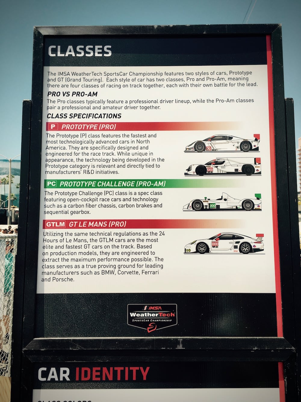 I snapped this because I thought it did a decent job of explaining the FIA WEC class structure