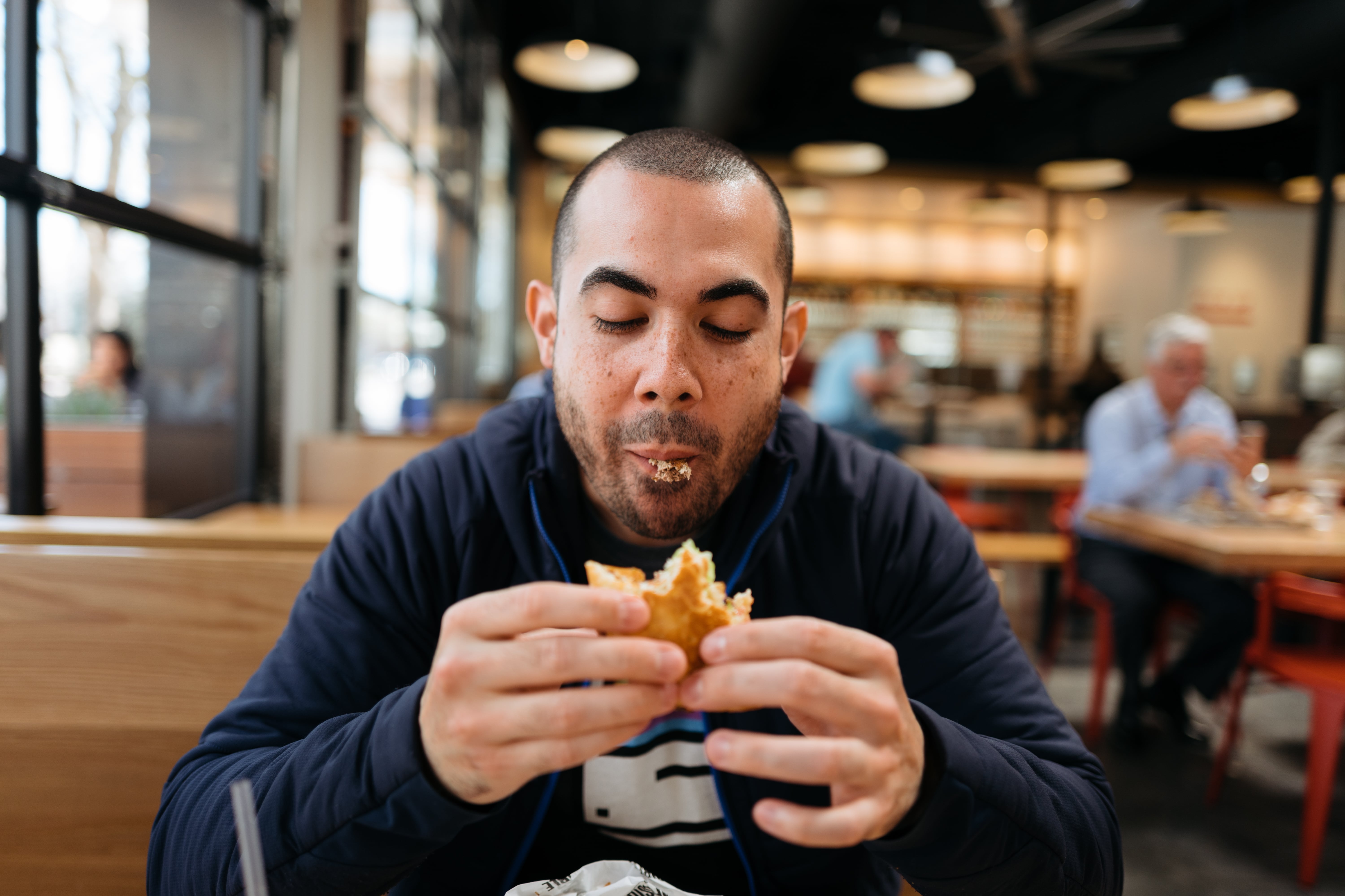 Picture of me making a mess while eating the burger