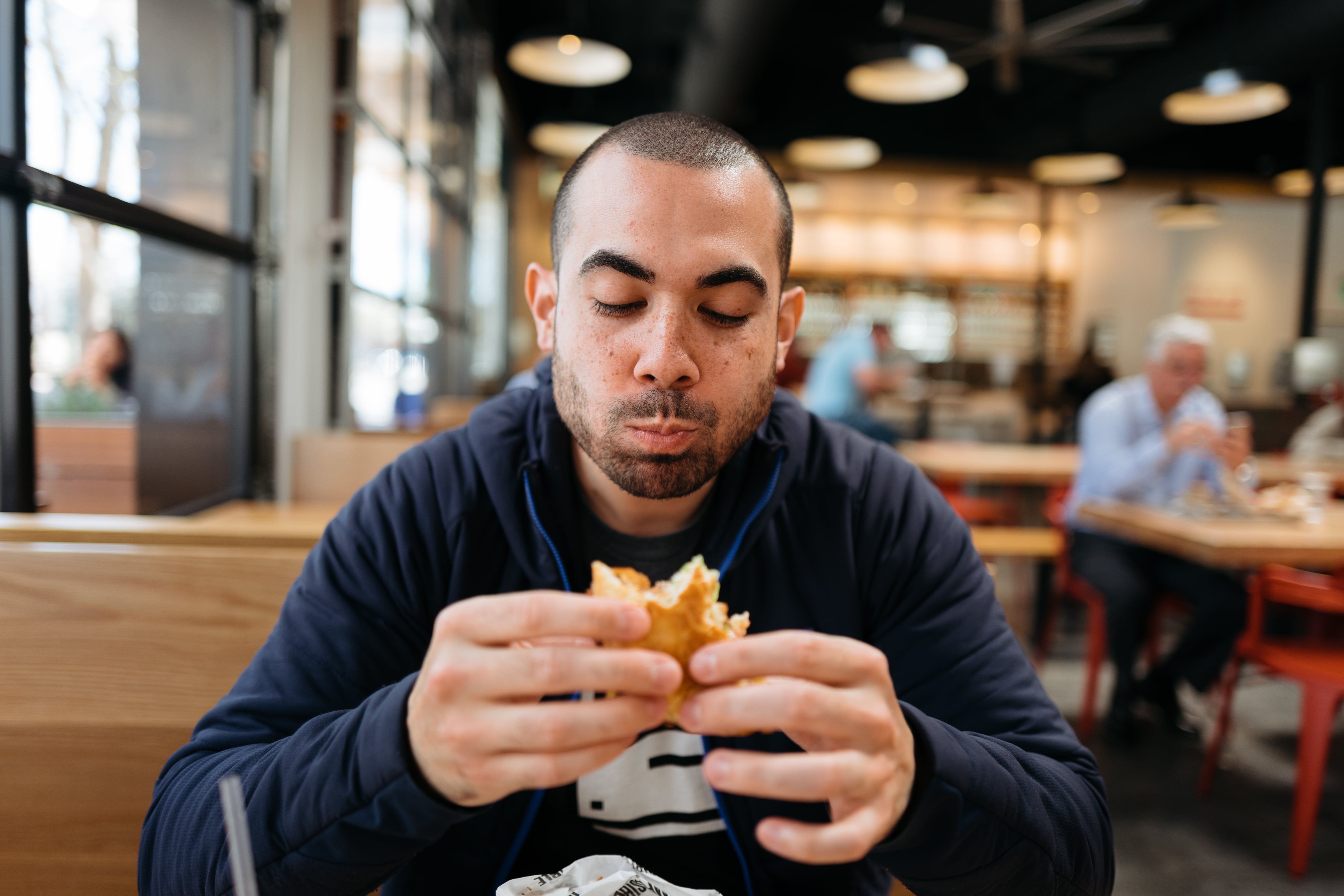 Picture of me looking longingly into the burger some more