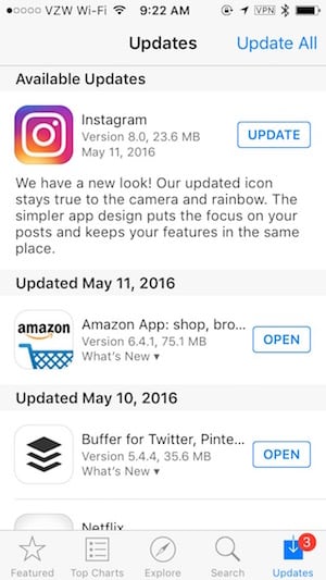 I'm going to have to try really hard to not accidentally tap the 'Update All' button I'm going to have to try really hard to not accidentally tap the "Update All" button