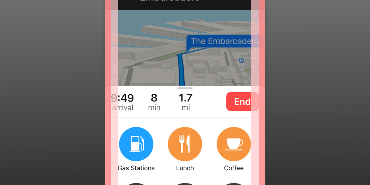 Padding inconsistencies in the new Maps app in iOS 10 Why is the padding around the touch elements not consistent (see pink vertical bars)?