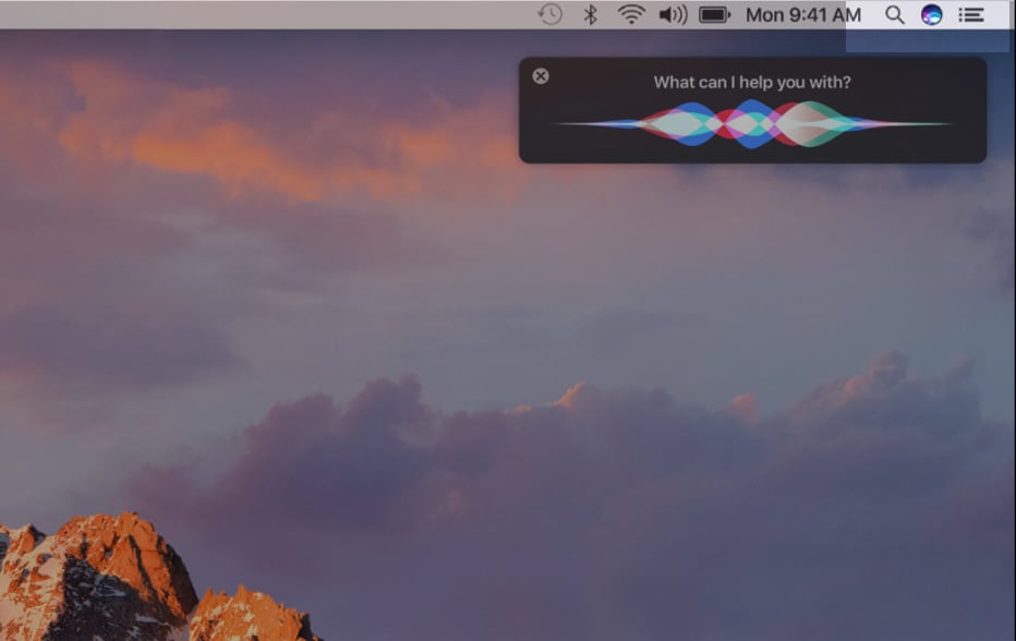 Screenshot of Apple image showing the colored Siri Menubar icon Why, Apple? Why?